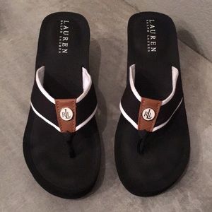 Ralph Lauren wedge flip flops